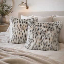 Snow Leopard Cushions | Luxury Sofa Cushions | Patterned Fur Pillows