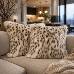 Snow Leopard Cushions | Luxury Sofa Cushions | Patterned Fur Pillows