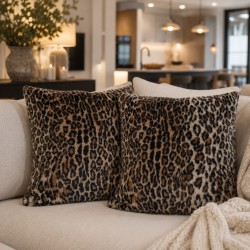 Tierdruck Kunstfellkissen | Leoparden Sofakissen | Gemusterte Fellkissen
