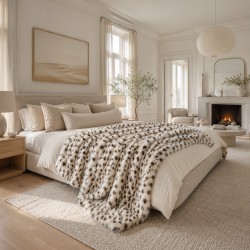 Snow Leopard Throw | Spotted Fur Blanket | Luxury Fur Throw