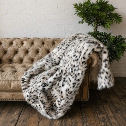 Snow Leopard Throw | Spotted Fur Blanket | Luxury Fur Throw