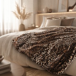 Coperta in Finta Pelliccia con Stampa Animalier | Coperta con Stampa Leopardo | Coperta in Pelliccia di Leopardo