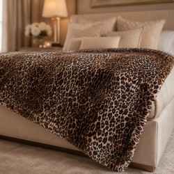 Animal Print Kunstfell-Decke | Leopardenmuster-Decke | Leopardenfell-Decke