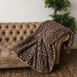 Animal Print Kunstfell-Decke | Leopardenmuster-Decke | Leopardenfell-Decke