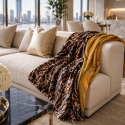 Animal Print Velvet Sofa Throw | Reversible Leopard Print Throw