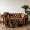 Coperta in pelliccia mongola | Plaid in finta pelle di pecora | Plaid in pelliccia color crema