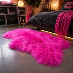 Bright Pink Long Haired Sheepskin Rug | Modern Magenta Icelandic Sheepskin