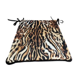 Square Velvet Animal Print Chair Pads | Safari Velvet Square Seat Pads