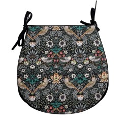 D-vormig zitkussen Strawberry Thief Navy | Blauw bloemen D-vormig zitkussen