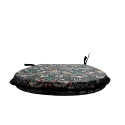 Cuscino per Sedia a Forma di D Strawberry Thief Navy | Cuscino per Sedia a Forma di D Blu con Motivo Floreale
