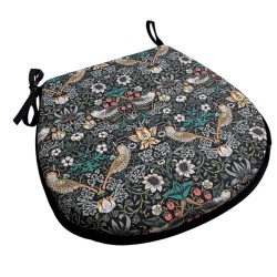 Cuscino per Sedia a Forma di D Strawberry Thief Navy | Cuscino per Sedia a Forma di D Blu con Motivo Floreale