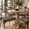 Quadratisches Sitzkissen Strawberry Thief Navy | Rote quadratische Sitzkissen mit Bändern
