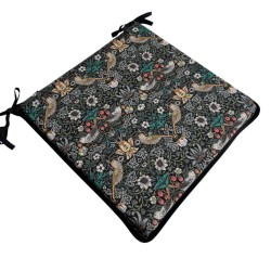 Cuscino Quadrato per Sedia Strawberry Thief Blu Navy | Cuscini Quadrati Rossi per Sedia con Lacci