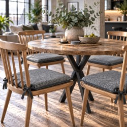 Herringbone Tapered Chair Pads| Grey Herringbone Tapered Seat Pads