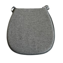 Herringbone D Shaped Seat Pads | Classic D Grey Herringbone Chair Pads