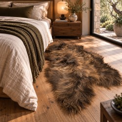 Tapis en peau de mouton islandais marron, Peau de mouton islandaise naturelle marron