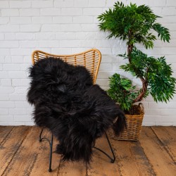Black Long Haired Sheepskin Rug | Black Icelandic Sheepskins