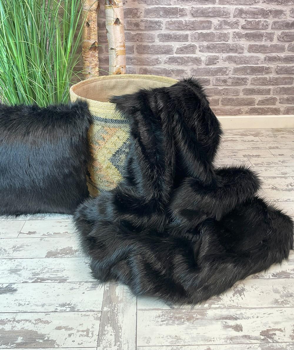 Vegan Fur Throw- Big Bear Pewter main image 1