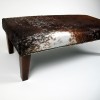 Extra large cowhide footstool brown and white with modern tapered leg