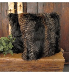 Black Pheasant Faux Fur Cushion