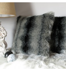 Faux Fur Cushions, Black Wolf Faux Fur Cushion , faux-fur-throws