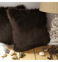 Faux Fur Cushions, Brown Bear Faux Fur Cushion , faux-fur-throws