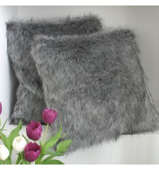Grey Squirrel Faux Fur Cushion