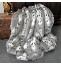 Grey Lynx Faux Fur Throw
