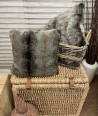 Grey Rabbit Faux Fur Cushion