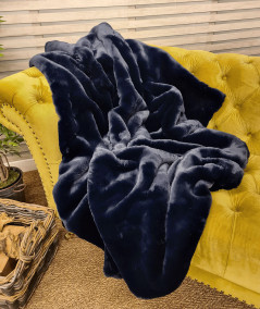 Richmond Navy Faux Fur Throw