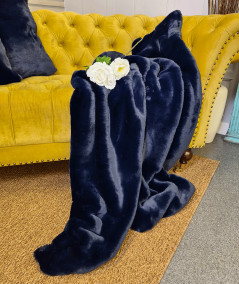 Luxury navy blue faux fur blankets