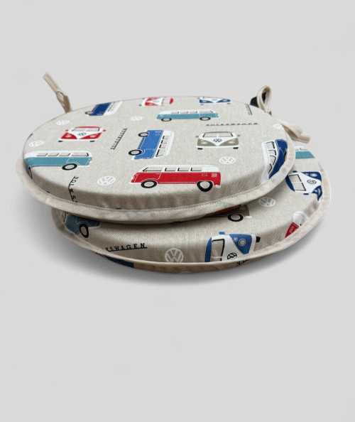 Classic Camper Print Round Bistro Chair Pads