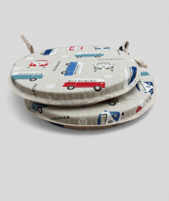 Classic Camper Print Round Bistro Chair Pads
