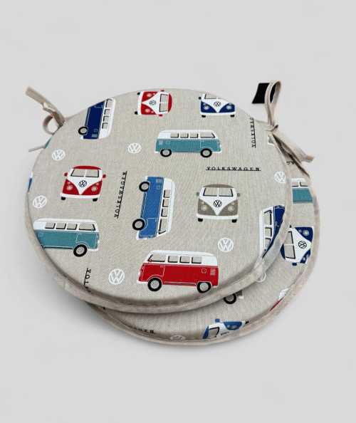 Classic Camper Print Circular Chair Pads