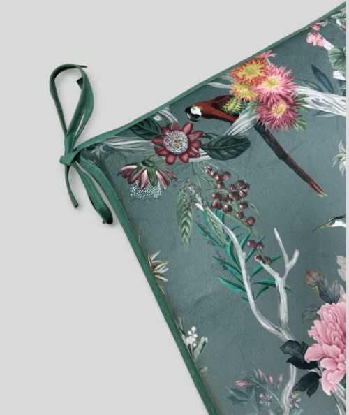 Luxury velvet, tapered seat pads in a oriental floral print
