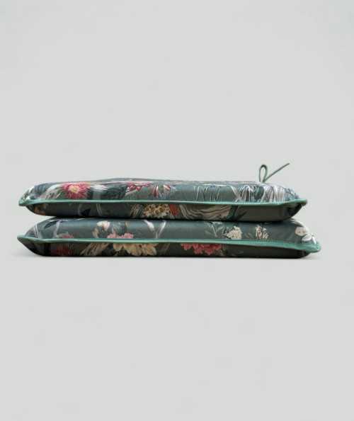Luxury velvet, tapered chair pads in a oriental floral print