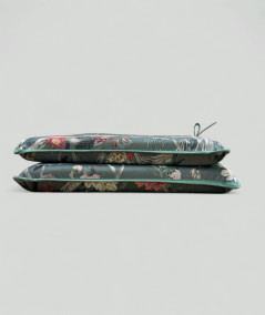 Luxury velvet, tapered chair pads in a oriental floral print