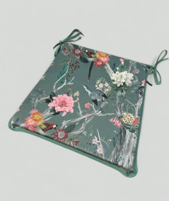 Luxury velvet, tapered chair cushions in a oriental floral print
