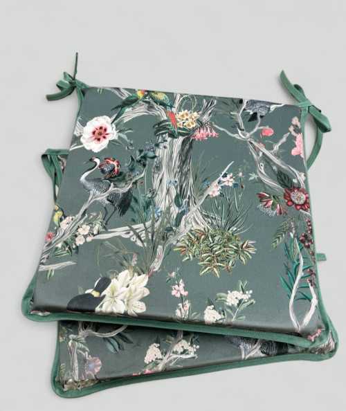 Square Velvet Oriental Printed Chair Pads
