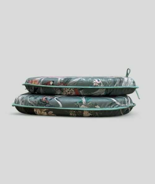 Spindle shaped luxury oriental printed velvet seat pads