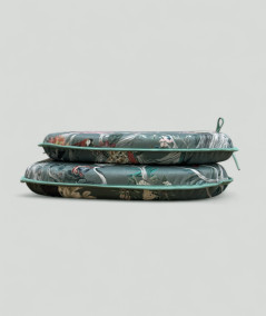 Spindle shaped luxury oriental printed velvet seat pads