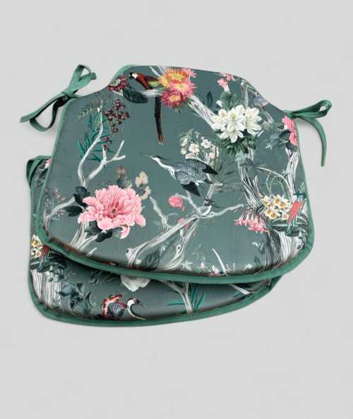 Spindle shaped luxury oriental printed velvet chair pads