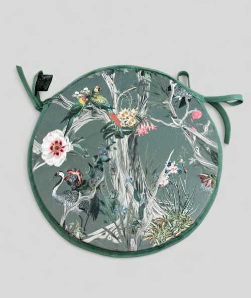 Velvet Chinoiserie Round Bistro Seat Pads