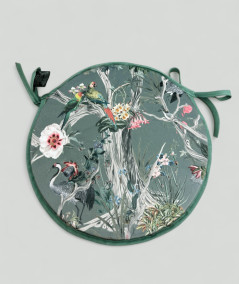 Velvet Chinoiserie Round Bistro Seat Pads