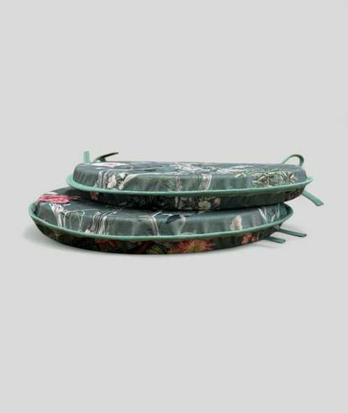 Luxury Floral Printed Velvet Round Bistro Seat Pads