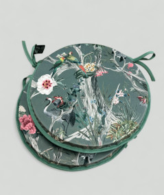 Luxury Floral Printed Velvet Round Bistro Chair Pads