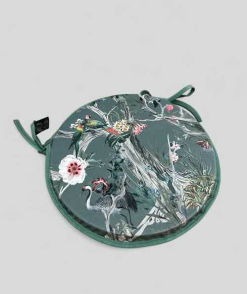 Luxury Floral Printed Velvet Round Bistro Seat Cushions