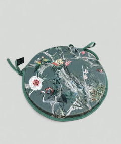 Luxury Floral Printed Velvet Round Bistro Seat Cushions