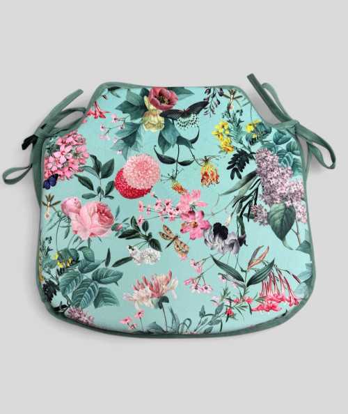 Spindle shaped luxury velvet floral printed seat pads