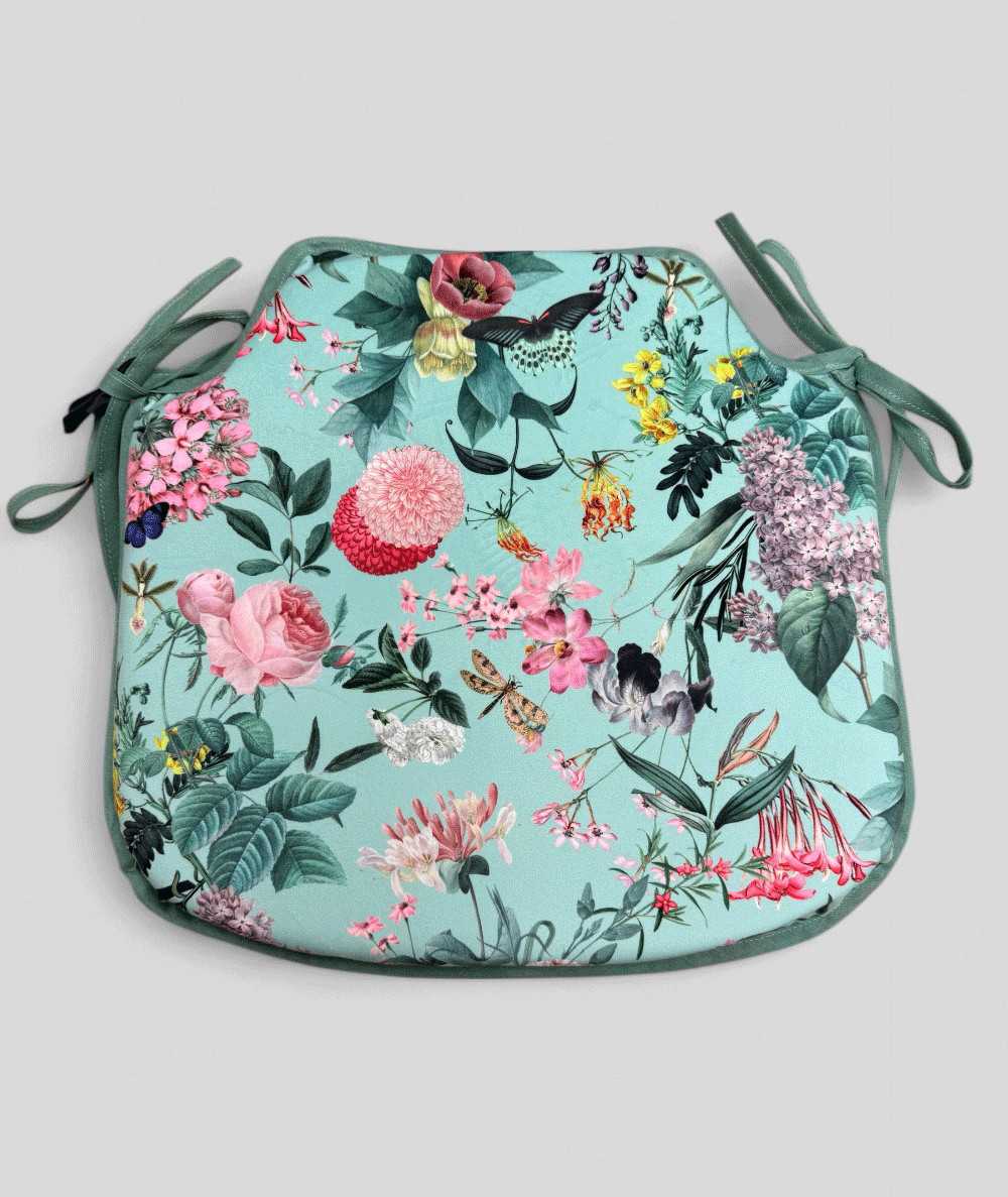 Spindle shaped luxury velvet floral printed seat pads